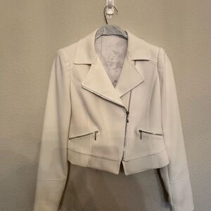 White House Black Market White Zipper Blazer